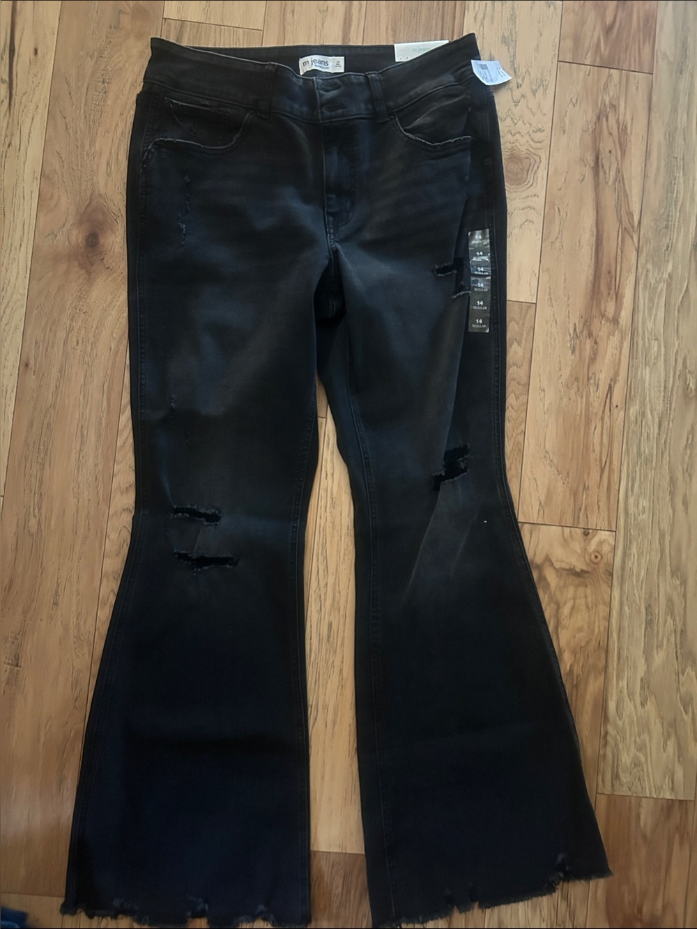 Maurices Black Distressed Flare Jeans
